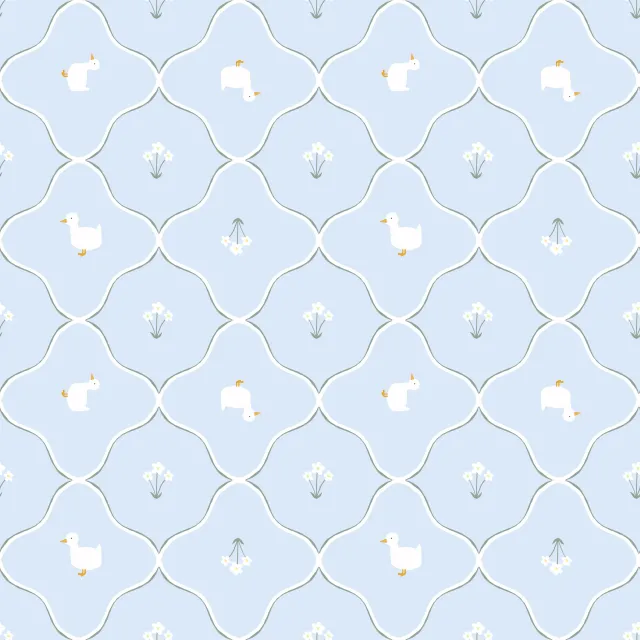 Bankauflage Fruehling Muster Hellblau Ente