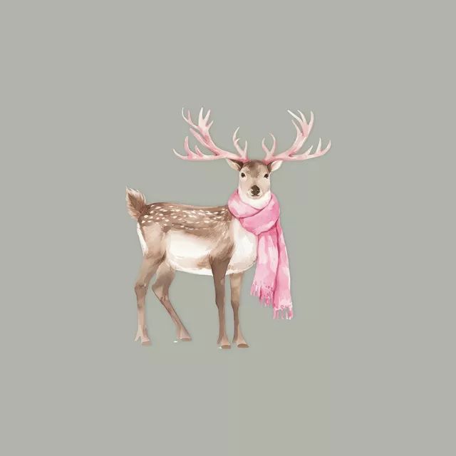 Kissen AlpenChic Hirsch mit Schal