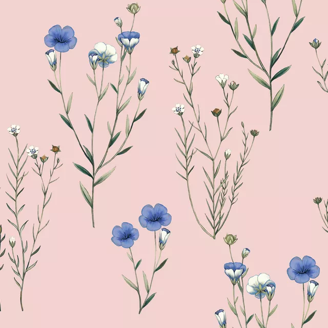 Kissen Wild Flowers Rosé Blue