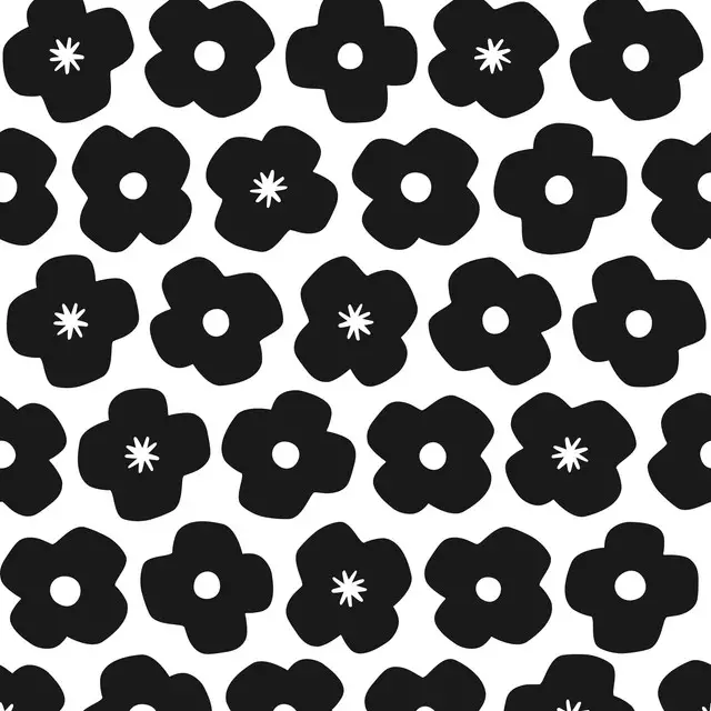 Kissen Mohn Blumen schwarz