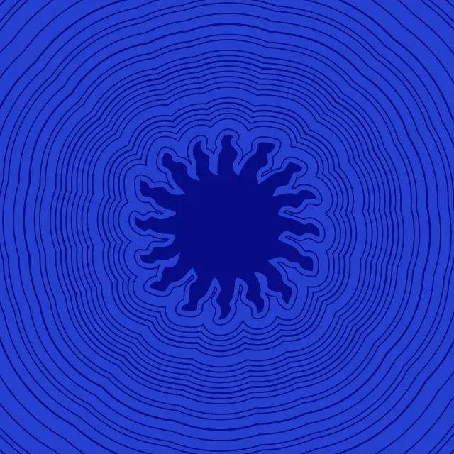 Kissen Sun Circle Waves blue