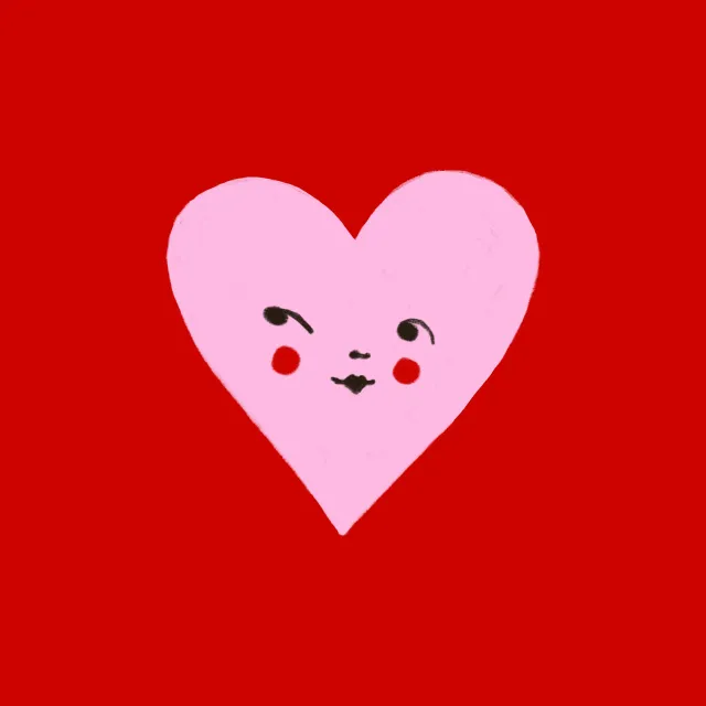 Bodenkissen Herz mit Gesicht Rot