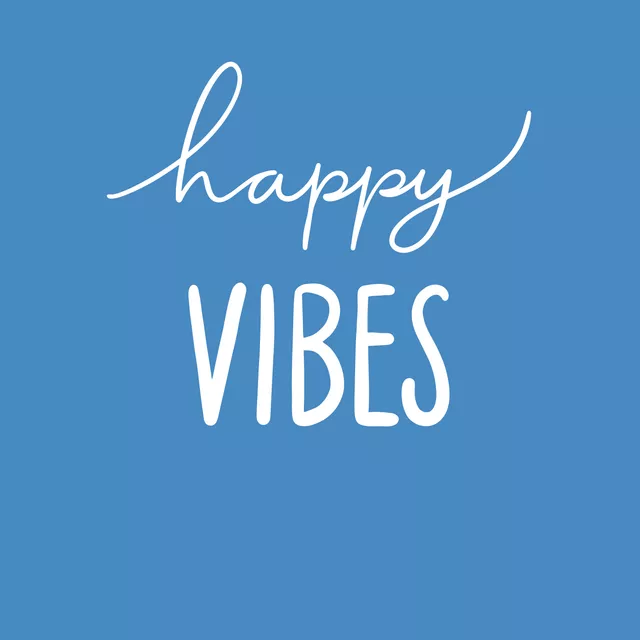 Kissen Happy Vibes blau