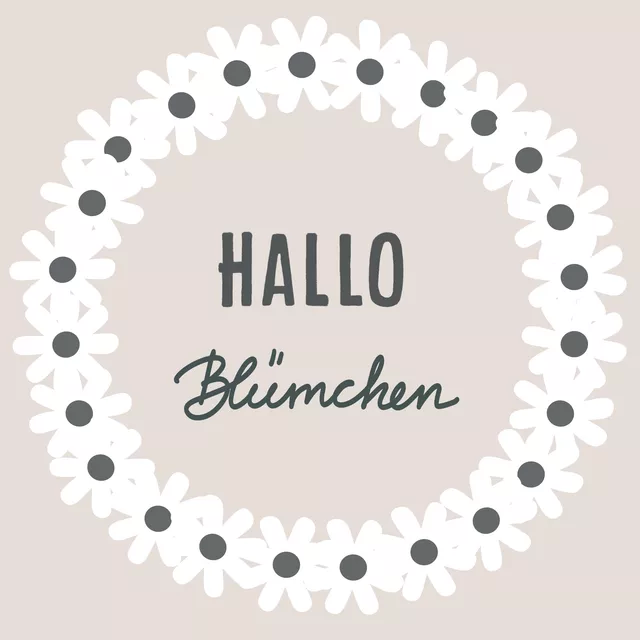 Kissen Hallo Blümchen Kranz Beige