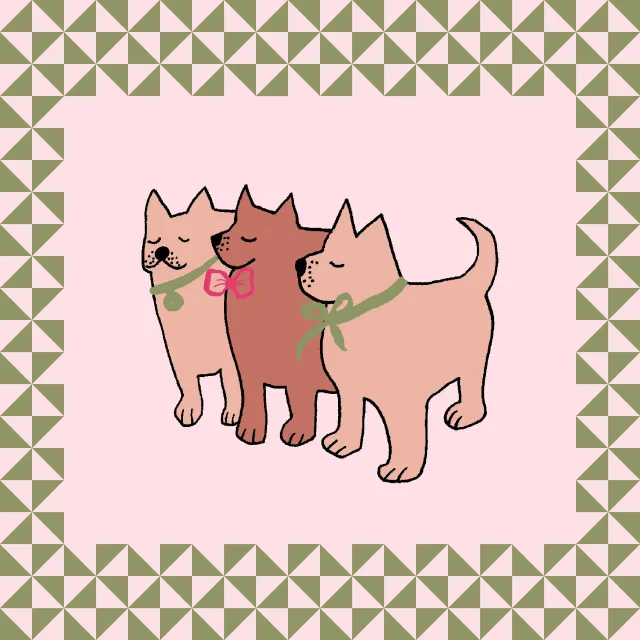 Servietten Drei kleine Hunde mit Schleife