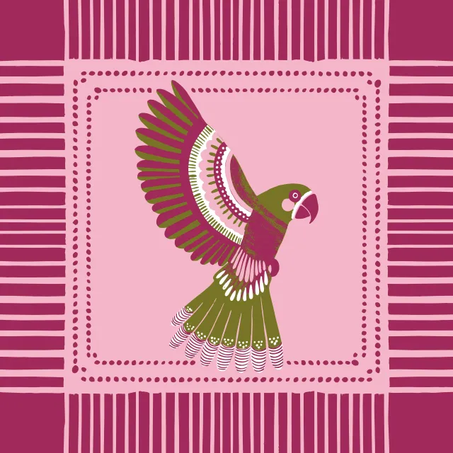 Kissen Papagei bordeaux