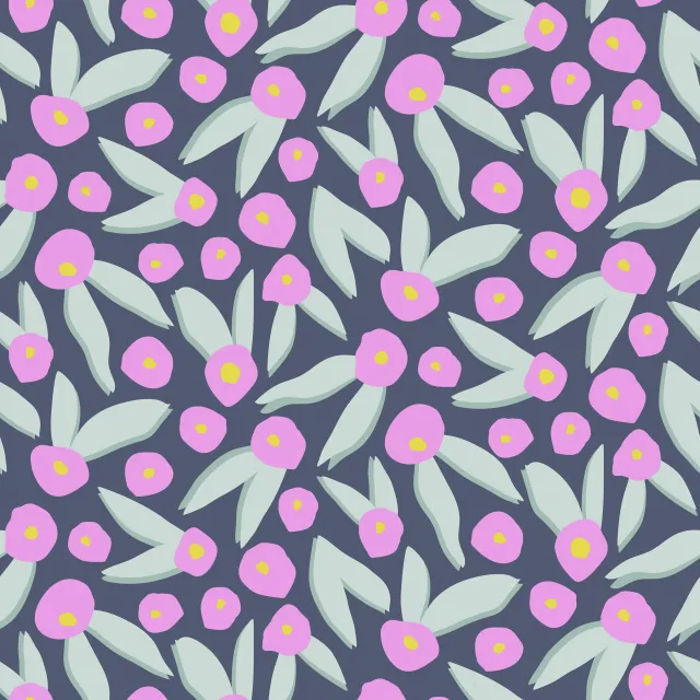 Sitzkissen Abstrakte Lila-Grüne Blüten