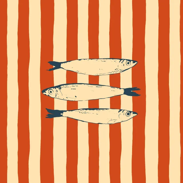 Kissen Sardine Fish On Stripes