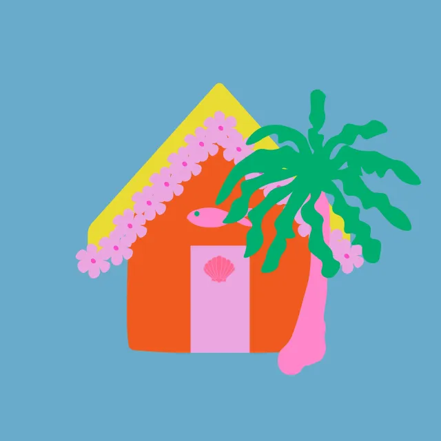 Kissen Strandhaus Bunt Auf Blau