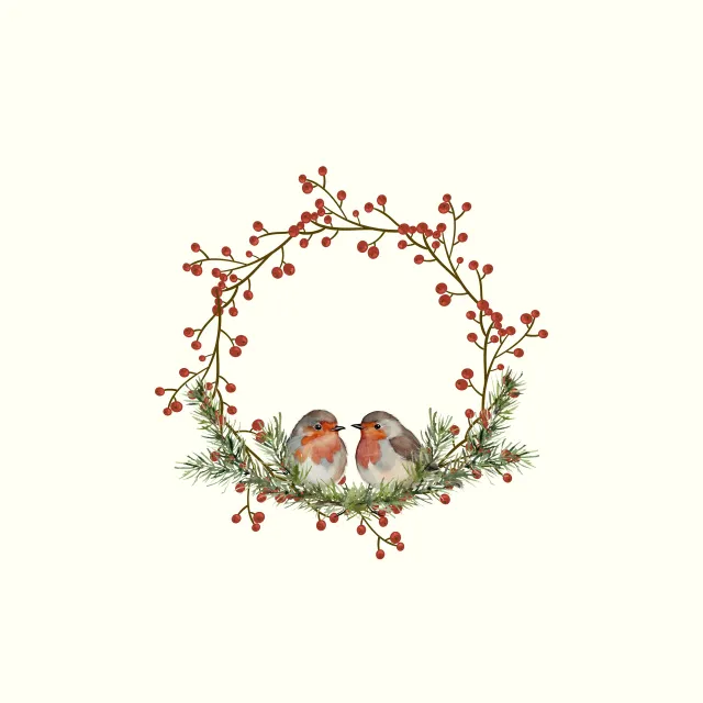 Tischset Rotkehlchen im Beerenkranz
