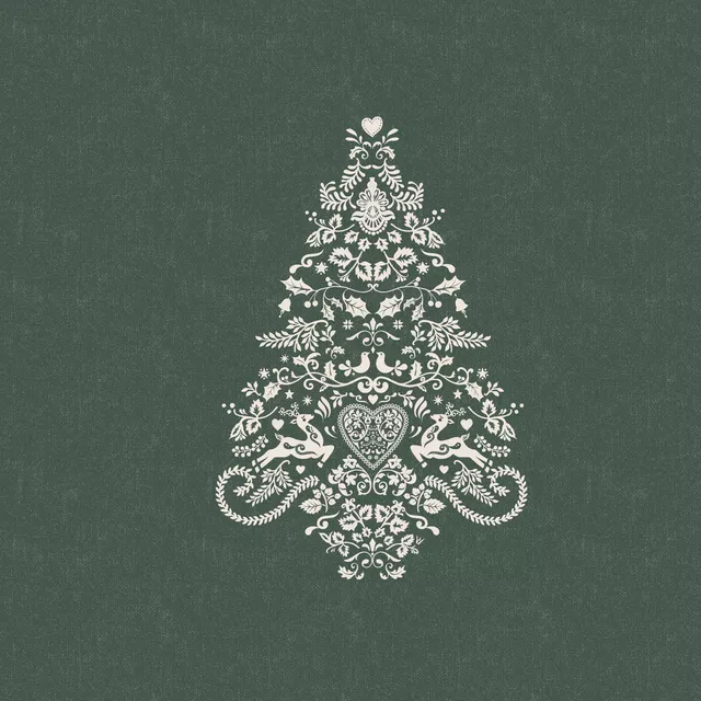 Kissen Folk Christmas Tree - Grun