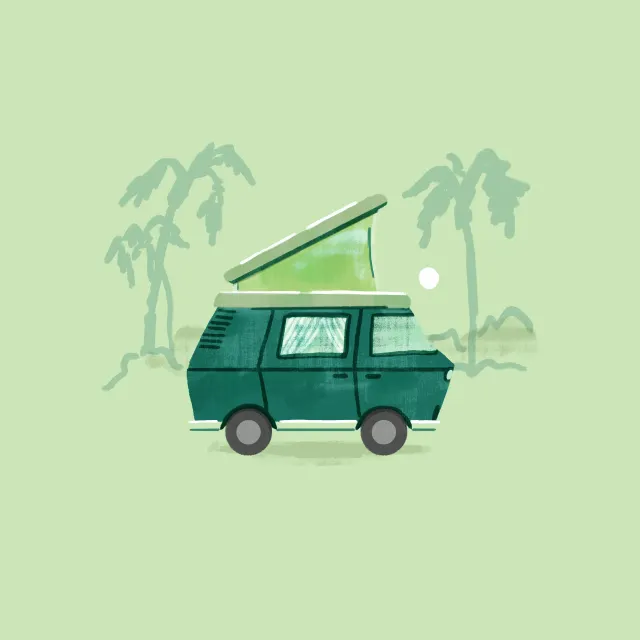 Tischset Campingbus Grün