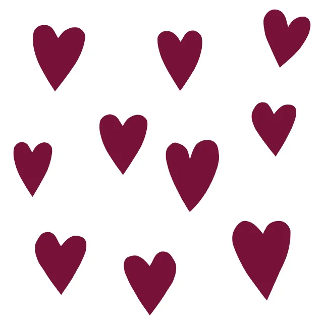 Tischdecke burgundy Herzen