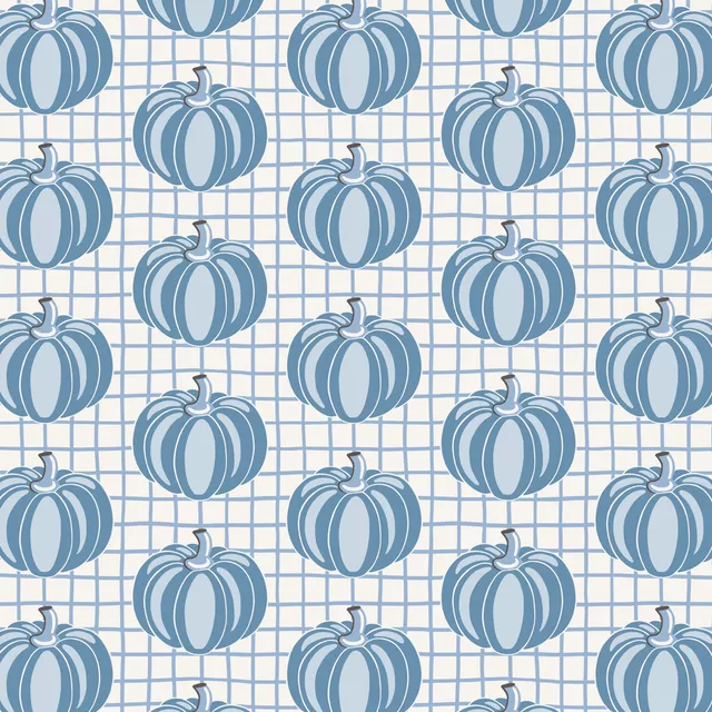 Kissen Kürbisse auf Karo Blau