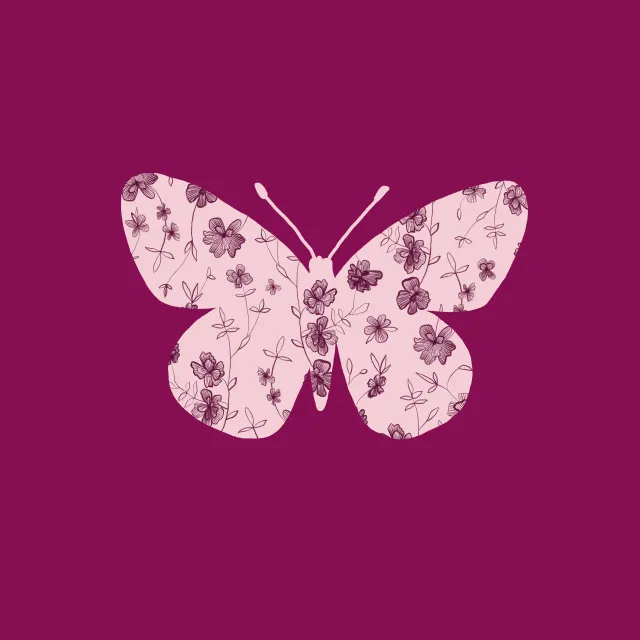 Kissen Schmetterling mit Blumen