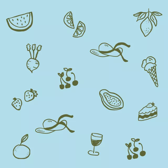 Kissen Fruits Picknick Pattern Blue