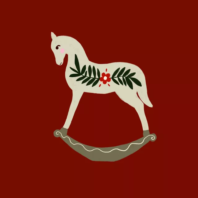 Kissen Schaukelpferd Rot