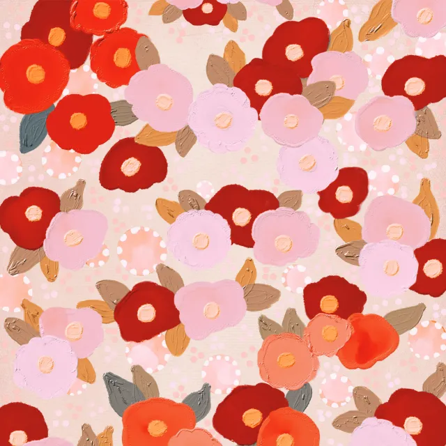 Raffrollo Pink Rosa Rot Abstrakte Blumen