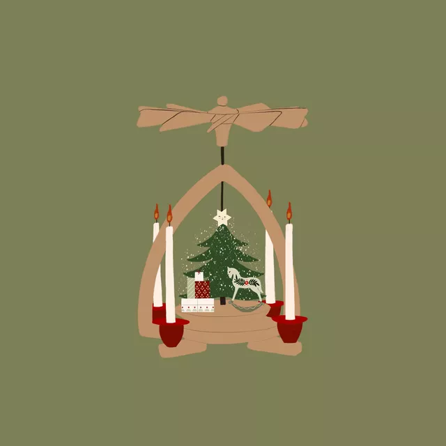 Kissen Weihnachtspyramide Grün