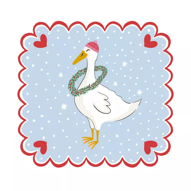 Kissen Gans mit Weihnachtskranz