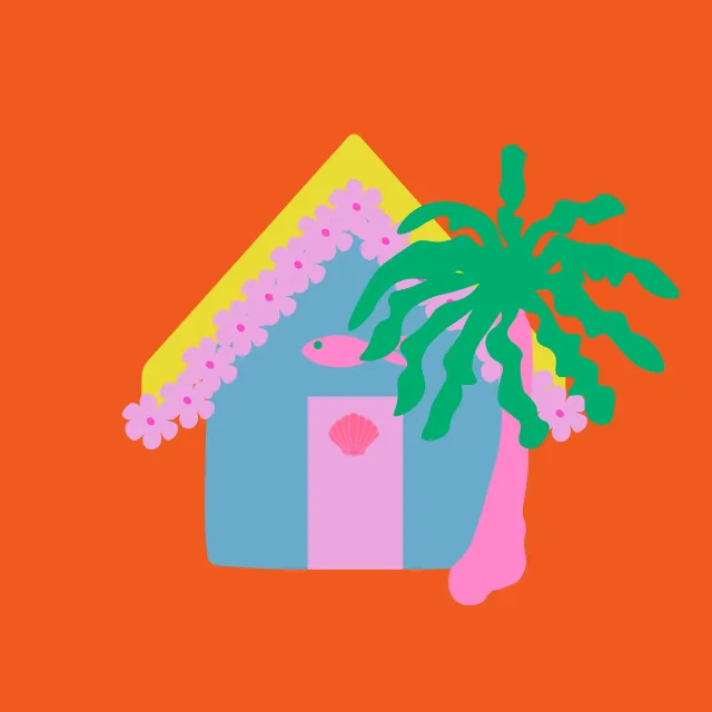 Geschirrtücher Strandhaus Bunt Auf Orange