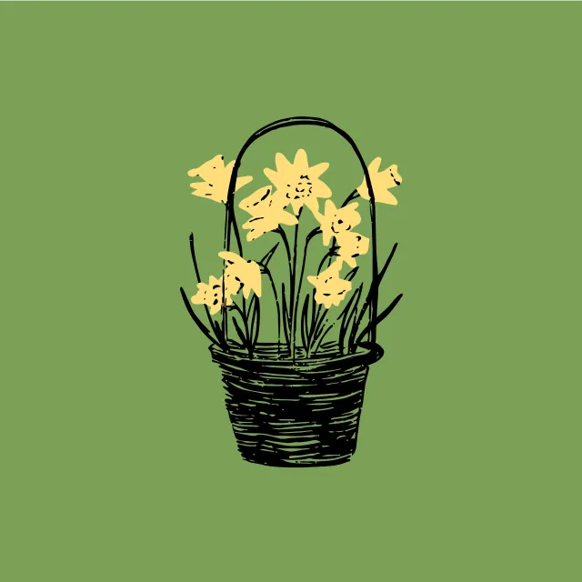 Geschirrtücher Korb mit Osterglocken