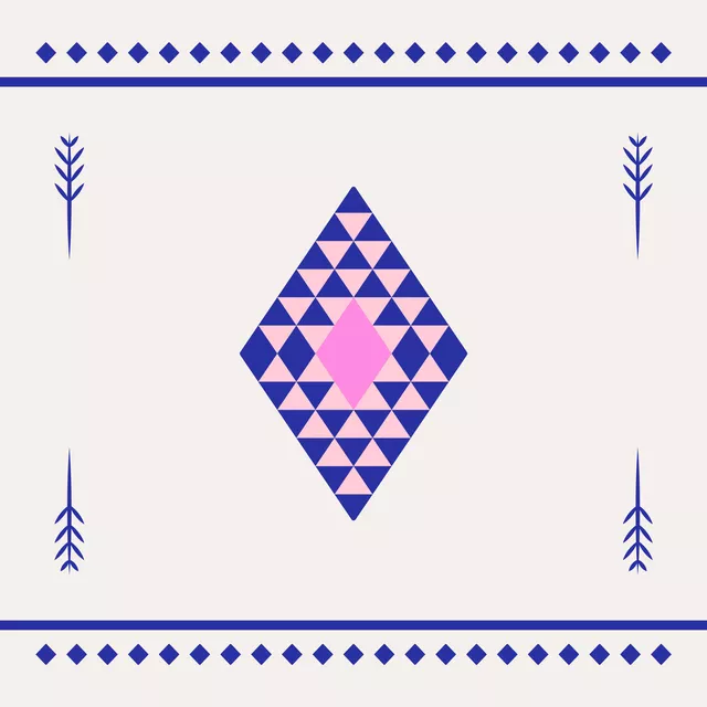 Kissen Cool Boho Triangles blue