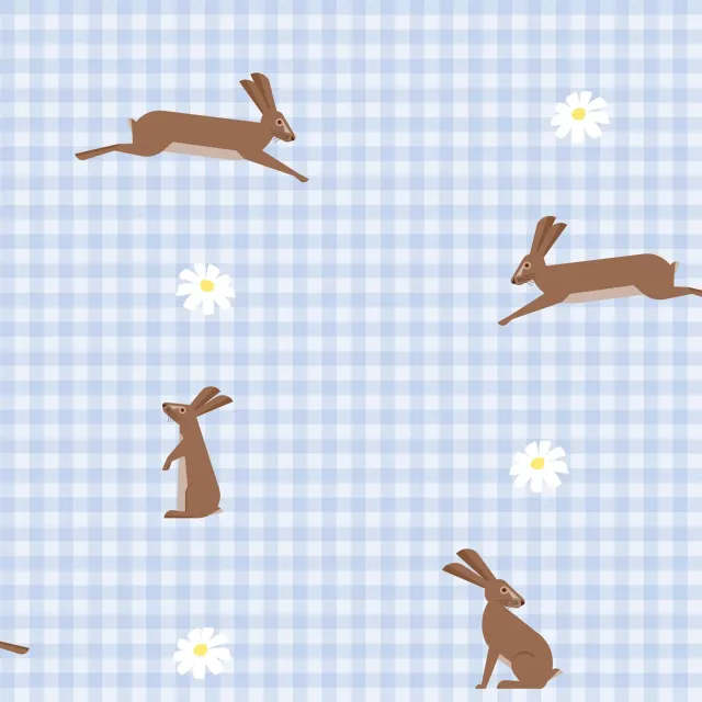 Kissen Hasen Muster Vichy blau