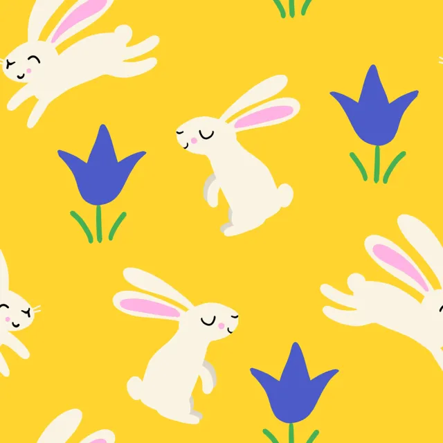 Kissen Hase mit Tulpe Muster gelb