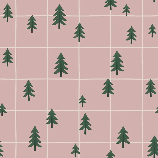 Tischdecke Bäume rosa Karo