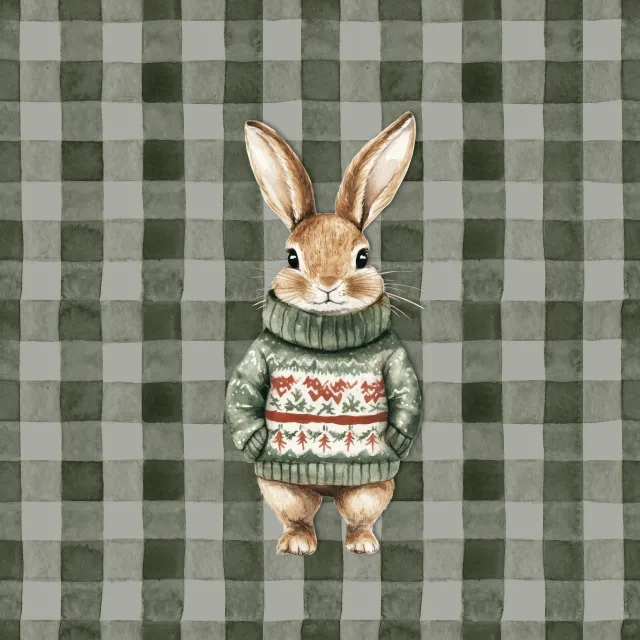 Bodenkissen Weihnachts - Hase Pulli Grün