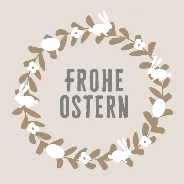 Servietten Osterkranz Hasen Eier Beige