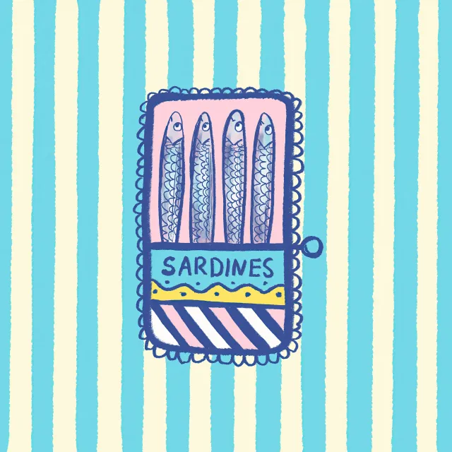 Kissen Sardinen hellblau Streifen