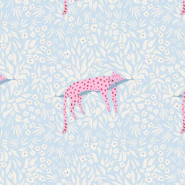 Kissen Sleeping Leopard Light Blue