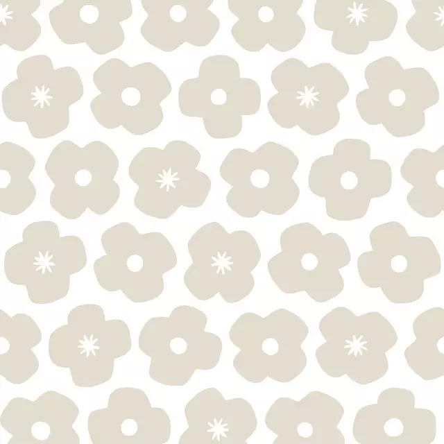 Dekovorhang Mohn Blumen beige auf weiß