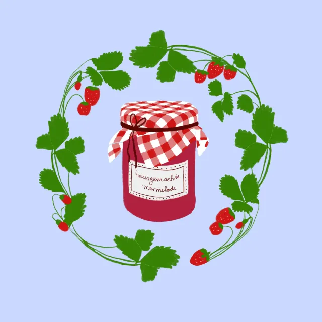 Servietten Erdbeermarmelade Blau