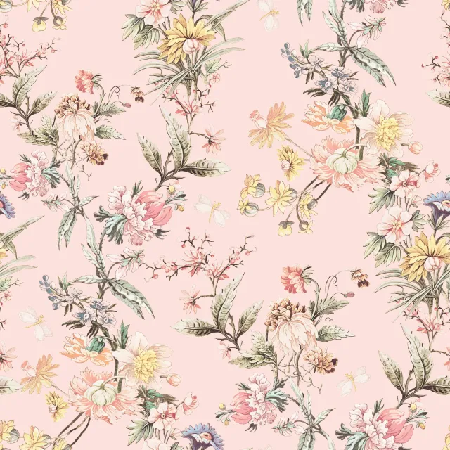 Raffrollo Pink Chinoiserie Garten