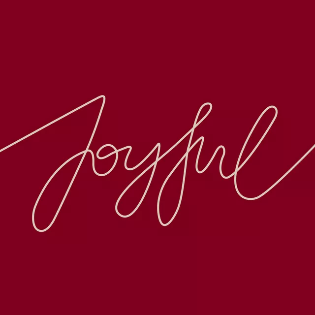 Kissen Joyful Lettering berry red