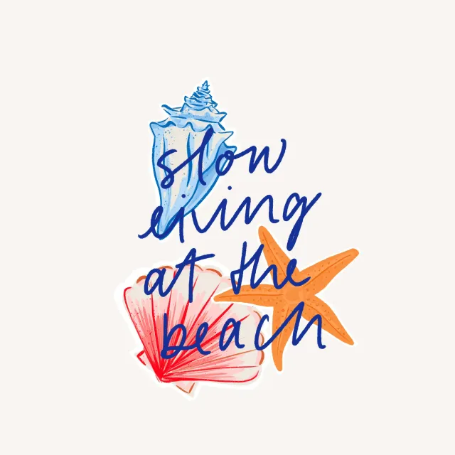 Kissen Slow living at the Beach blau