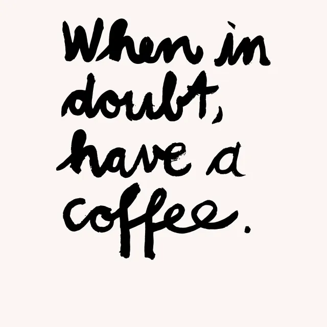 Kissen Coffee Spruch Typography Beige