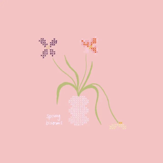 Bodenkissen Blumenvase Kreuzstich Typo