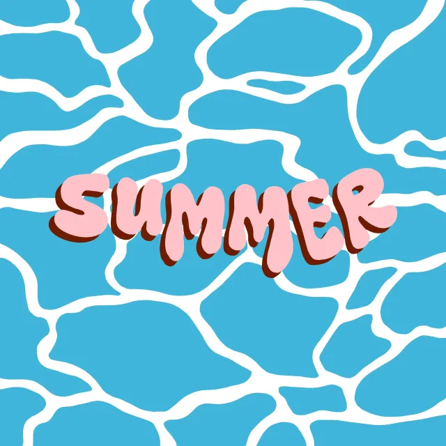 Bodenkissen Retro Summer Pool Typography