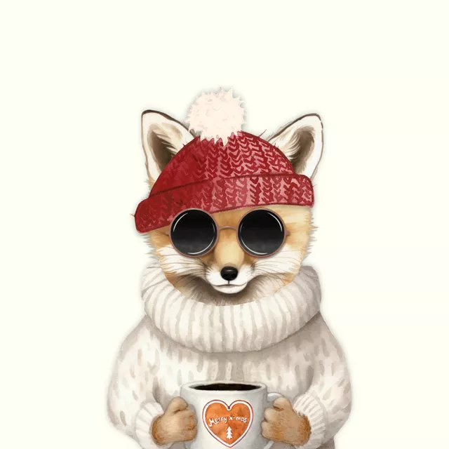 Kissen Christmas Cool Hipster Fox