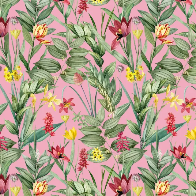 Kissen Exotische Pflanzenwelt pink