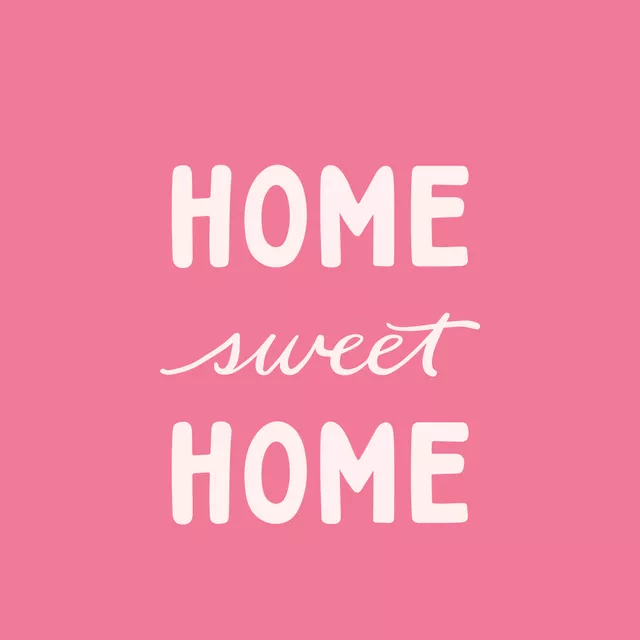 Kissen Home Sweet Home Pink Lettering