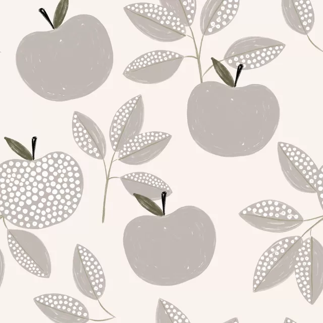 Tischläufer Allover Zweig Apfel grau