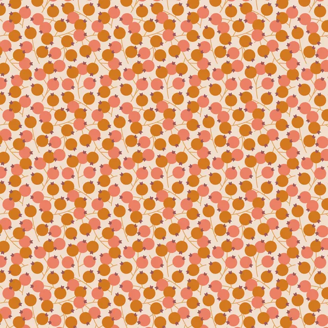 Bettwäsche Beeren in Koralle und Braun