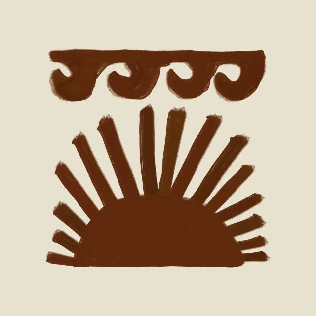 Kissen Sun and Waves Abstract Painted