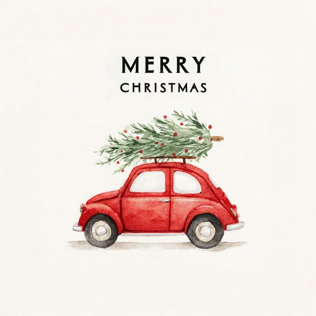 Kissen Merry Christmas Rotes Auto