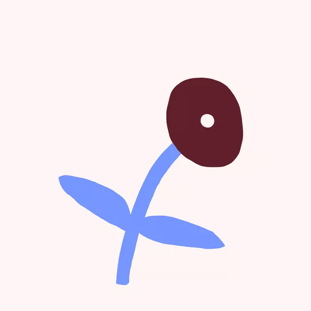 Kissen Blume Blau & Bordeaux